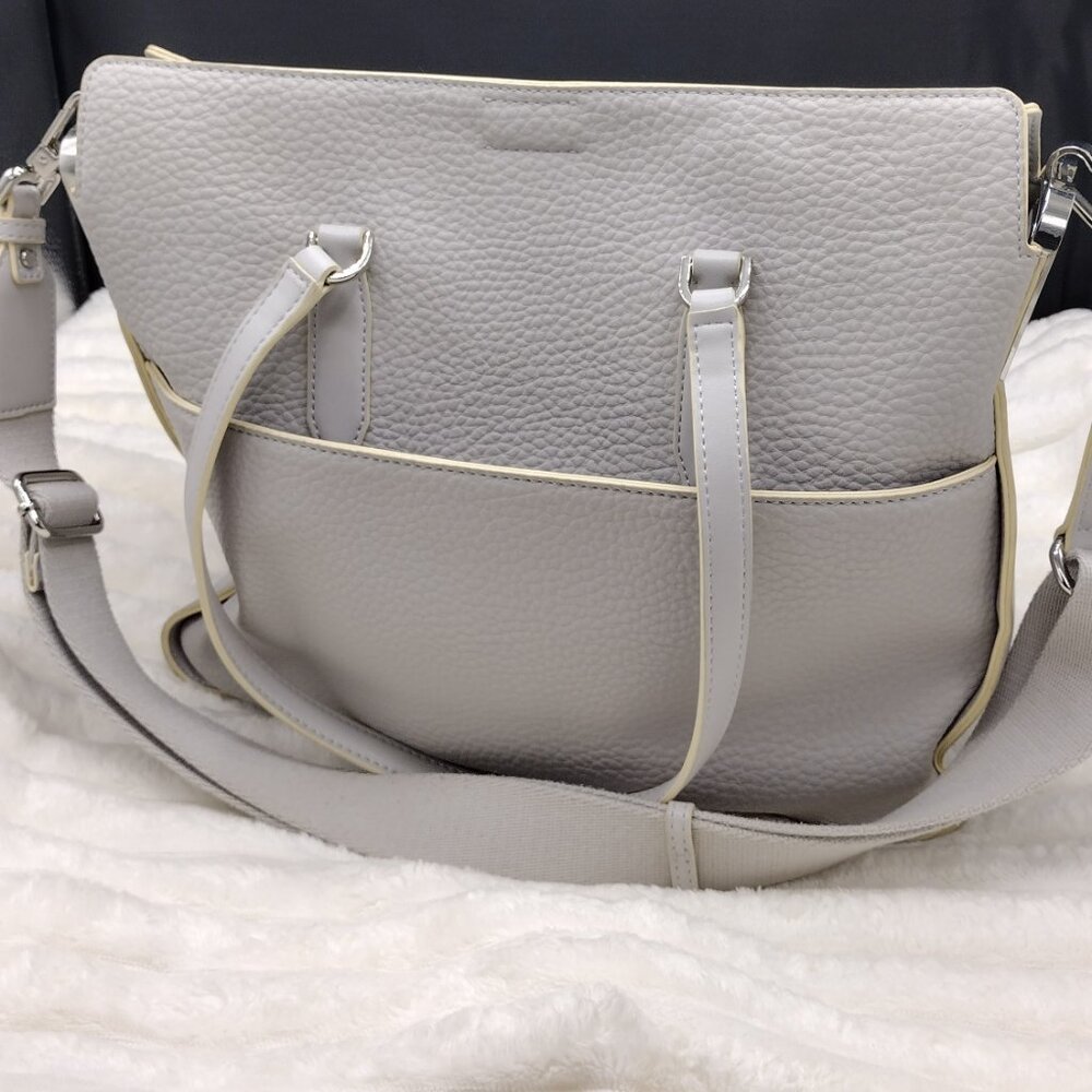 Calvin Klein Fay Convertible East/West Tote Bag in Dove Grey Vegan Leather - Picture 4 of 9